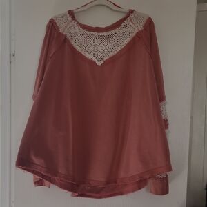 White Birch Pink and White Knit Top